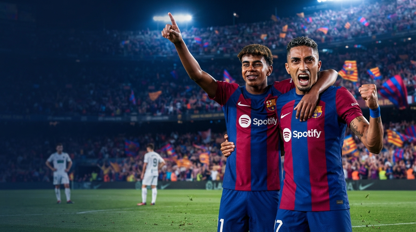 برشلونة يضرب بلا رحمة.. رافينيا ويامال يقودان مهرجان الأهداف أمام سانتاندير
