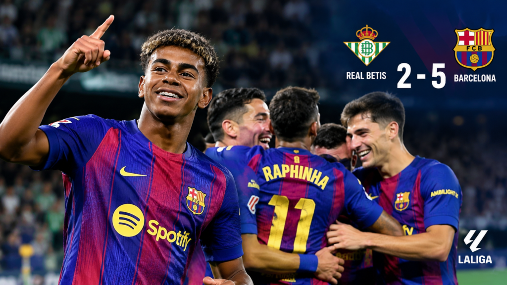 برشلونة يكتسح بيتيس ويعادل رقماً تاريخياً.. لامين يامال يخطف الأضواء في ليلة استثنائية