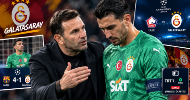 أوكان بوروك مدرب جالطة سراي يتحدث مع الحارس أوجورجان تشاكير قبل مواجهة ليل في دوري أبطال أوروبا بعد الخسارة أمام برشلونة.